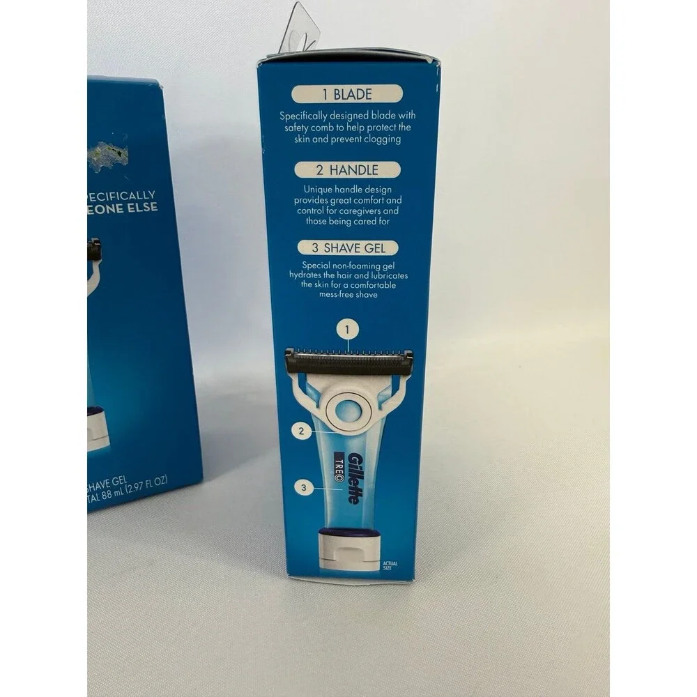(2) Gillette Treo Caregiver Razor with Built-in Shave Gel Both NEW - SEALED
